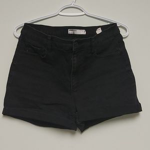 Black denim shorts